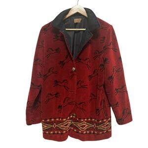 Tsunami Vintage Heavy fleece southwestern running horse Coat jacket Size Medium